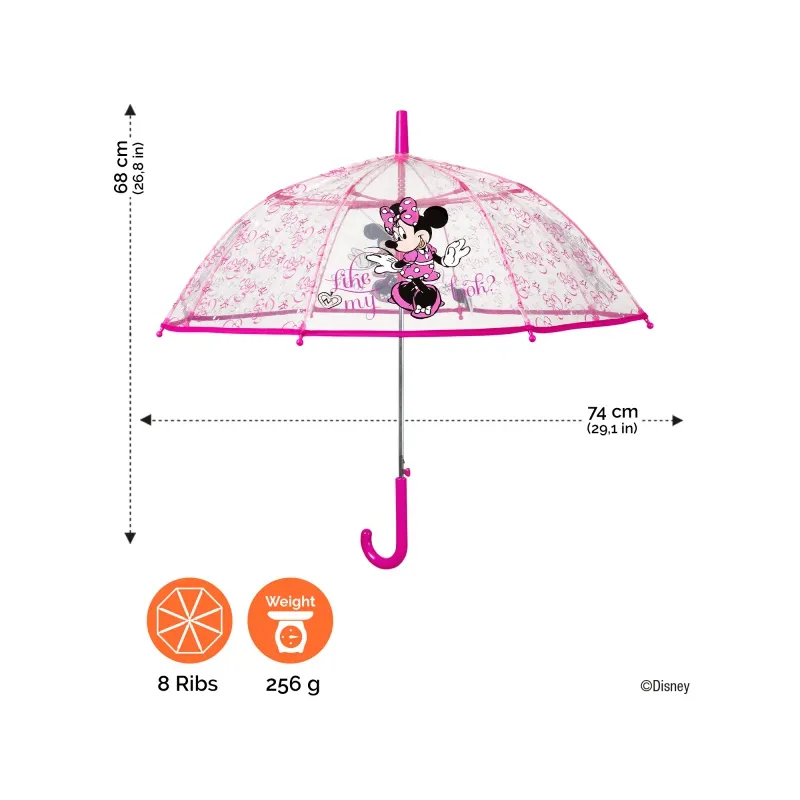 PERLETTI Detský automatický dáždnik MINNIE MOUSE Transparent, 50135