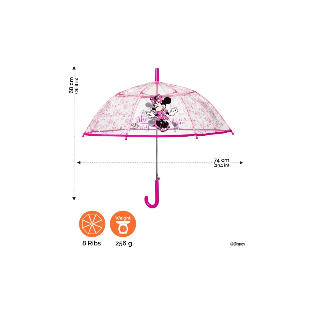 PERLETTI Detský automatický dáždnik MINNIE MOUSE Transparent, 50135