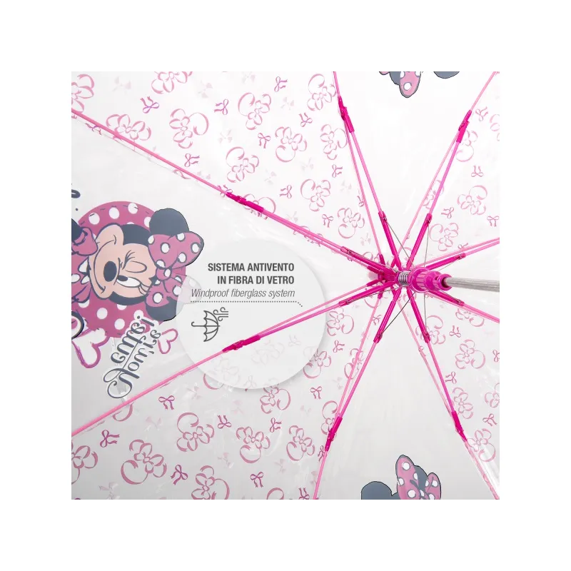 PERLETTI Detský automatický dáždnik MINNIE MOUSE Transparent, 50135