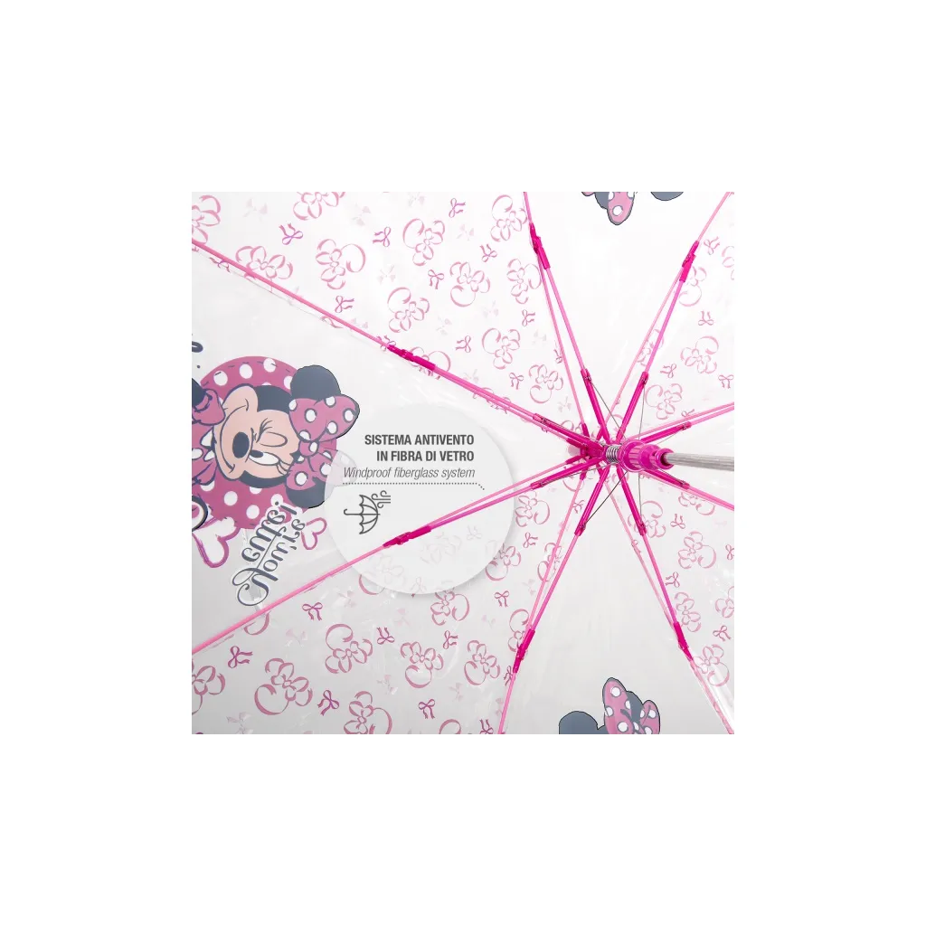 PERLETTI Detský automatický dáždnik MINNIE MOUSE Transparent, 50135