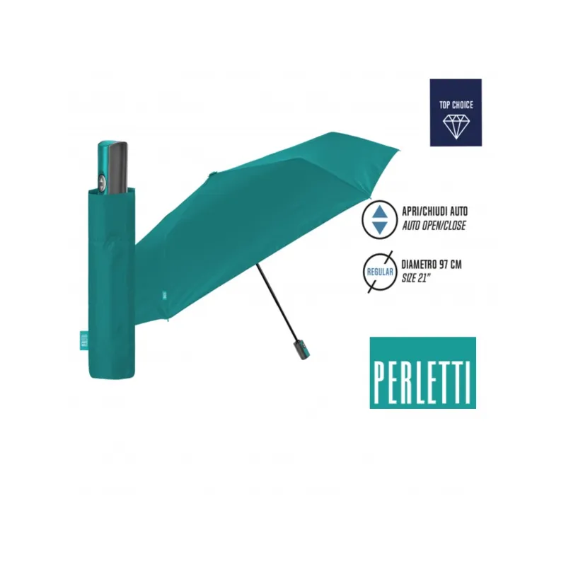 PERLETTI Plnoautomatický skladací dáždnik PROMOCIONALI / zelená, 96026-03 PERLETTI Plnoautomatický skladací dáždnik PROMOCIONALI / zelená, 96026-03