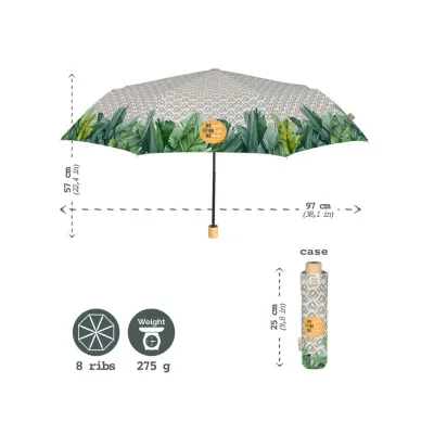 PERLETTI GREEN Dámsky skladací dáždnik BANANO, 19130 PERLETTI GREEN Dámsky skladací dáždnik BANANO, 19130