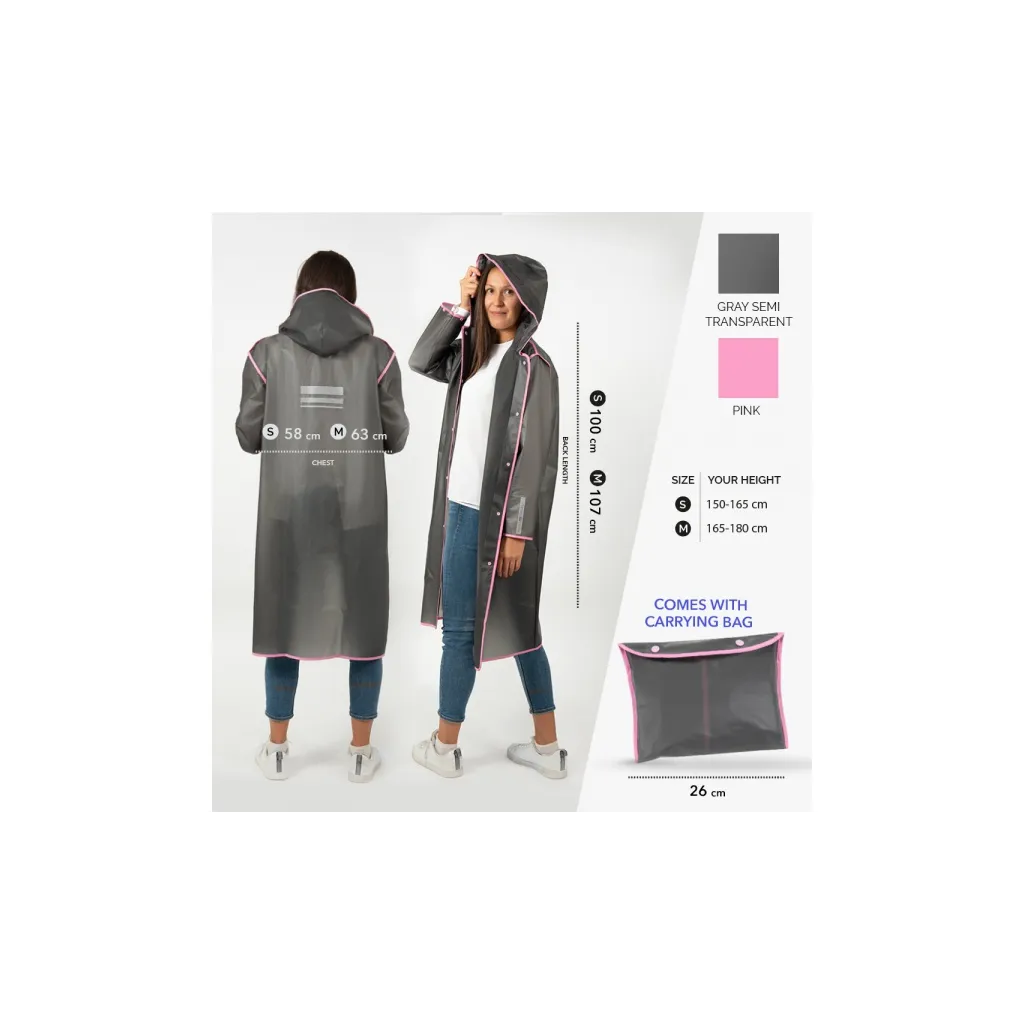 Dámsky pršiplášť Transparente Rosa – Ružový štýlový pršiplášť veľ. M