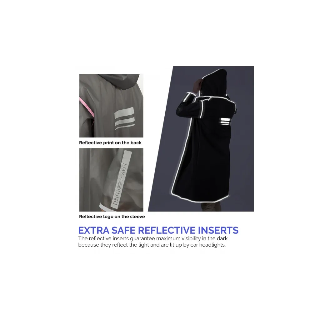 Kvalitný pánsky pršiplášť Perletti Nero/Grey – Reflexný a pohodlný pre daždivé dni