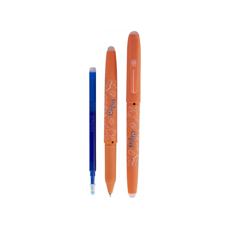 Gumovateľné pero OOPS!, 0,6mm, modré, dve gumy, mix farieb, blister, 201120003