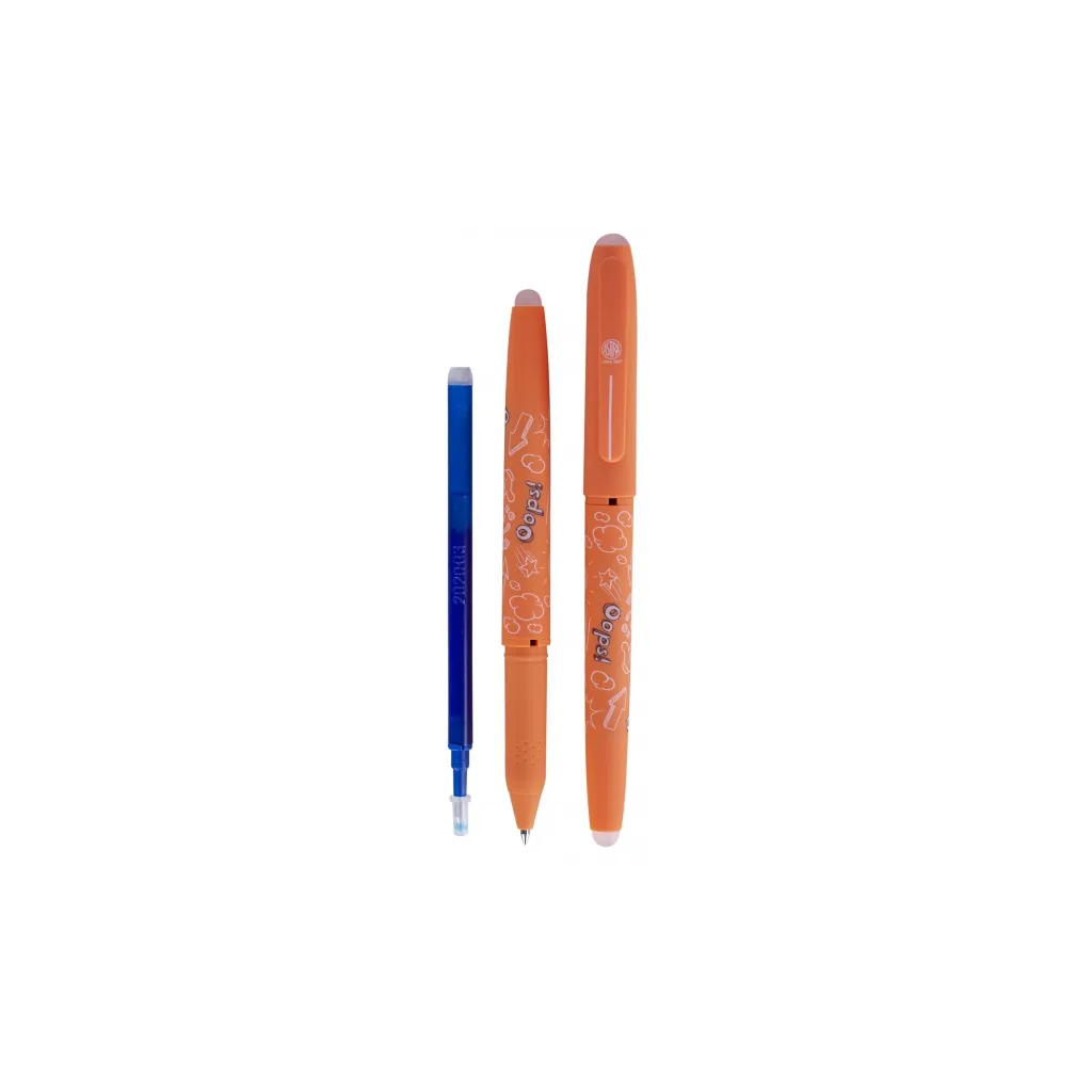 Gumovateľné pero OOPS!, 0,6mm, modré, dve gumy, mix farieb, blister, 201120003