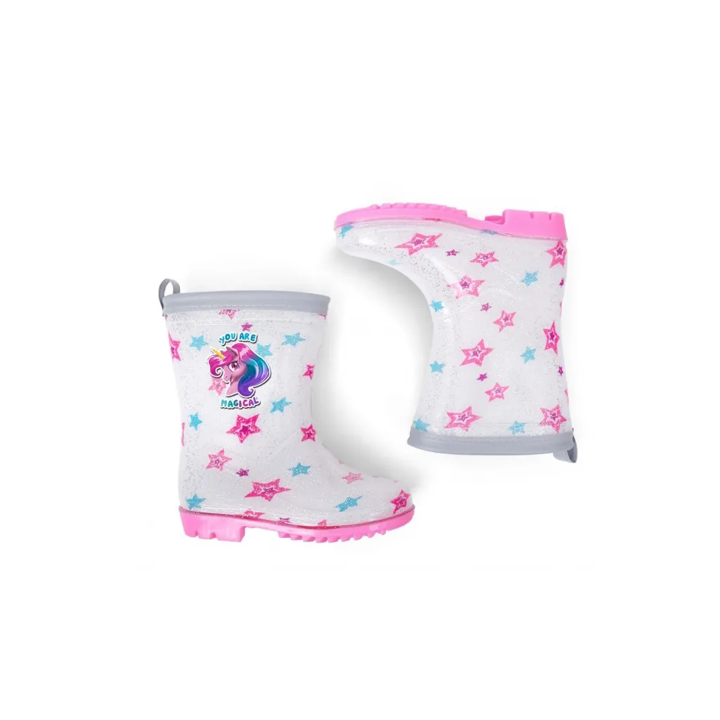 Detské reflexné gumáky Perletti Cool Kids Unicorn – dievčenské gumáky s reflexnými pásmi, 15607