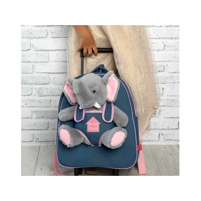 BE MY FRIEND, Dětský denimový batoh na kolečkách s odnímatelnou hračkou ELEFANTE, 13033 BE MY FRIEND, Dětský denimový batoh na kolečkách s odnímatelnou hračkou ELEFANTE, 13033