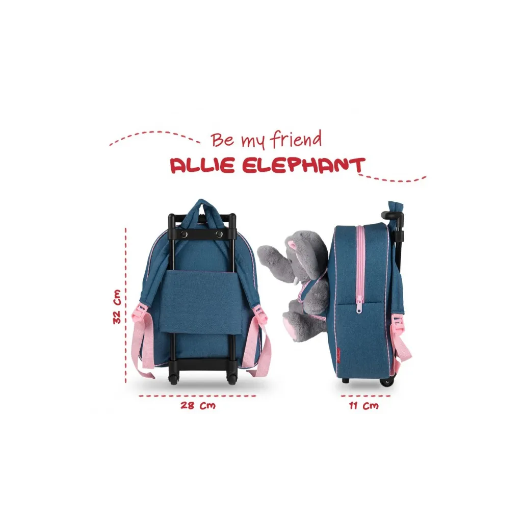 Detský denimový batoh na kolieskach s odnímateľnou hračkou Perletti Toys, DINOSAUR, 13049
