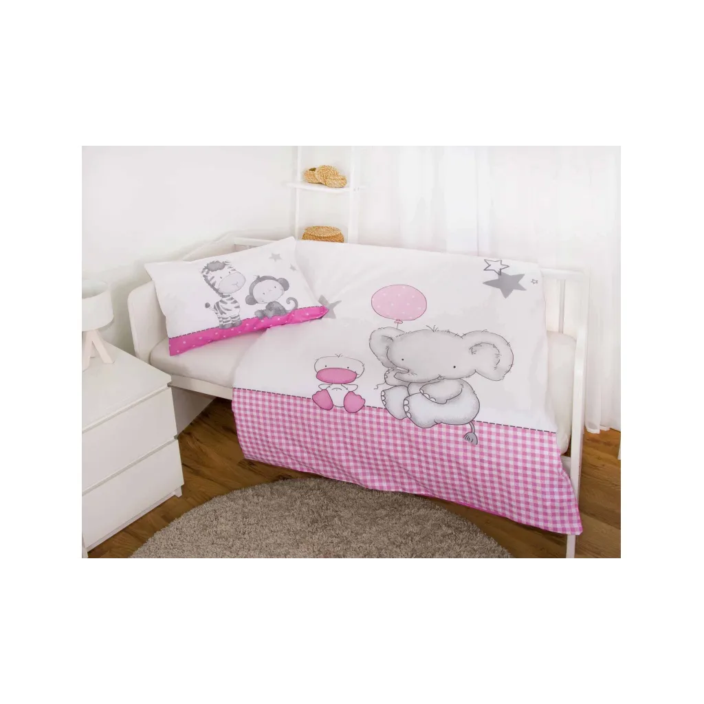 HERDING Dětské povlečení do postýlky SLONÍK A KAČÁTKO, 100/135+40/60