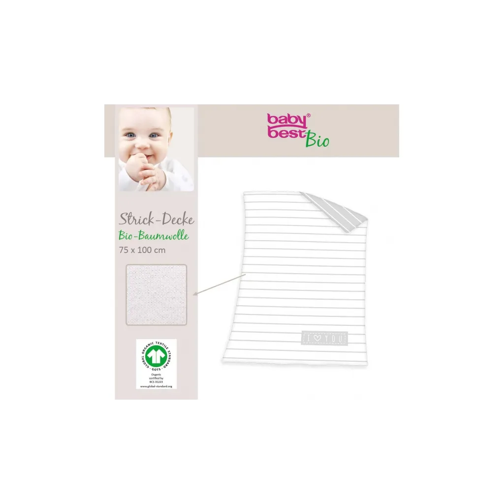 HERDING BIO (GOTS) Dětská pletená deka 75/100cm I LOVE YOU