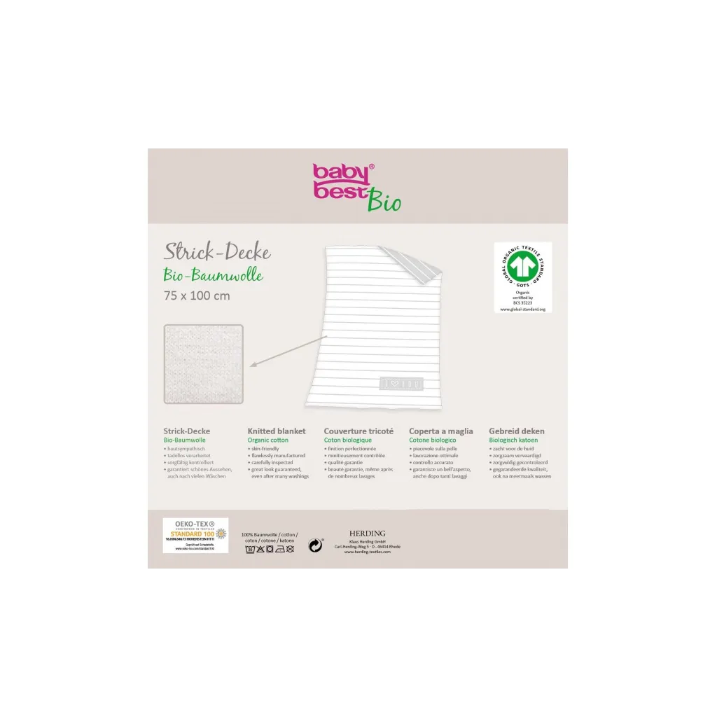 HERDING BIO (GOTS) Dětská pletená deka 75/100cm I LOVE YOU