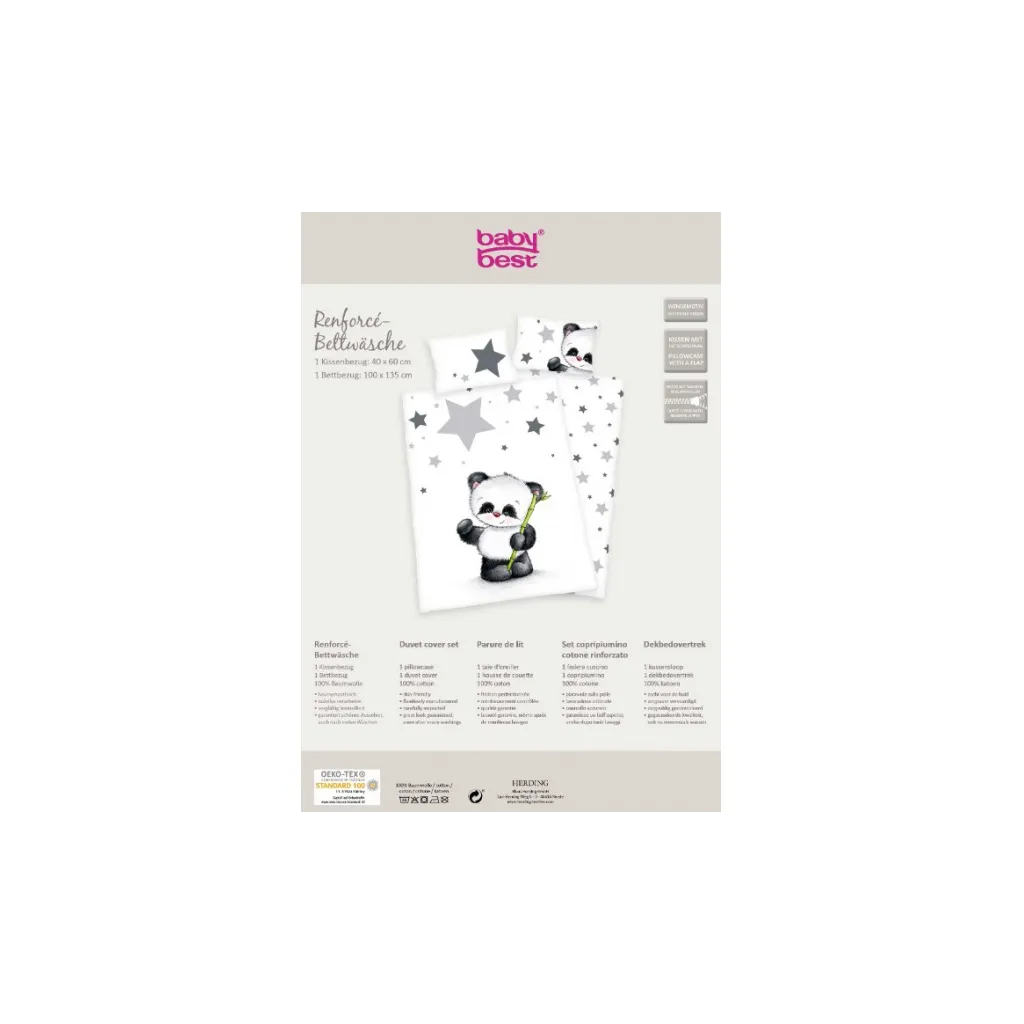 HERDING Dětské bavlněné povlečení do postýlky MALÁ PANDA, 100/135+40/60