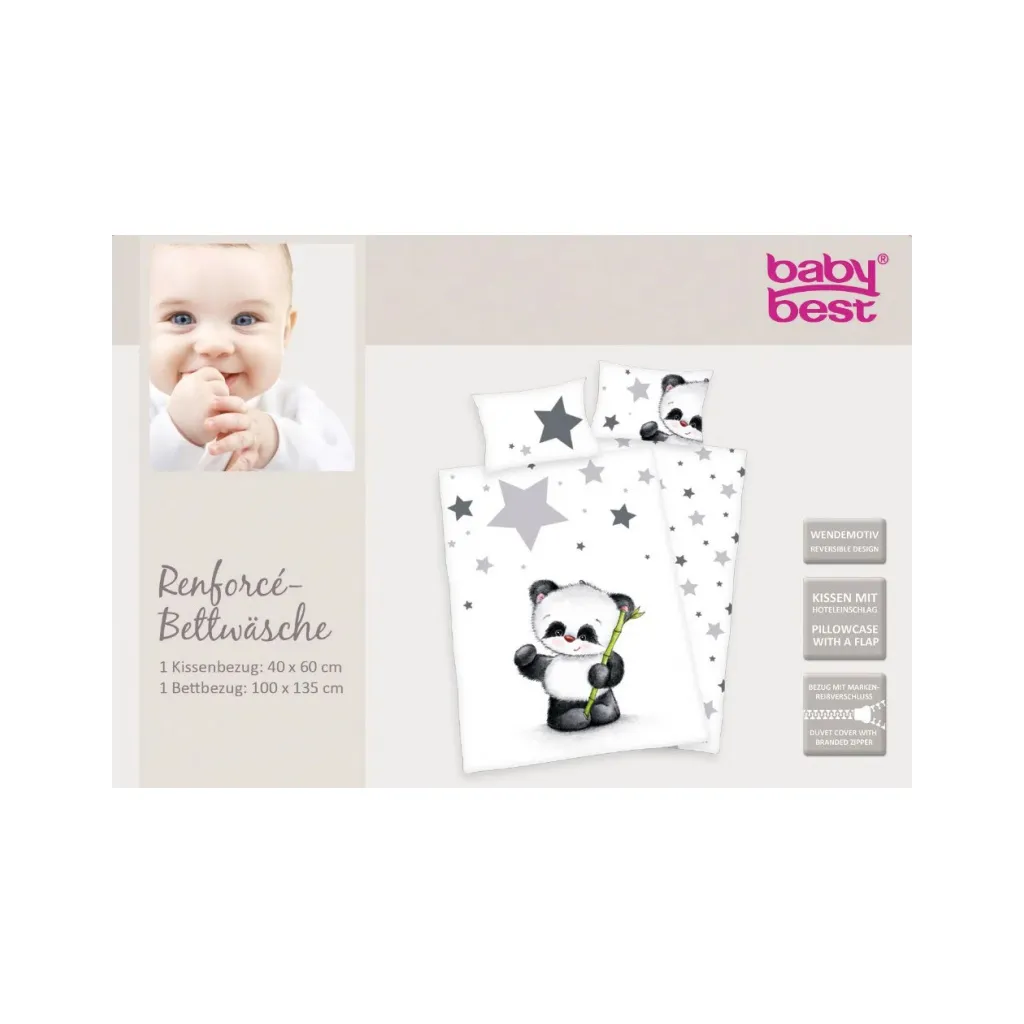 HERDING Detské bavlnené obliečky do postieľky MALÁ PANDA, 100/135+40/60