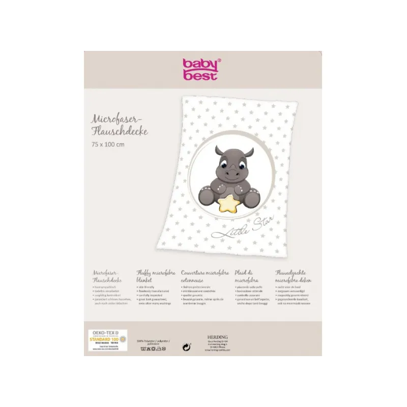 Baby supersoft flísová deka 75/110cm Herding MALÝ NOSOROŽEC Baby supersoft flísová deka 75/110cm Herding MALÝ NOSOROŽEC