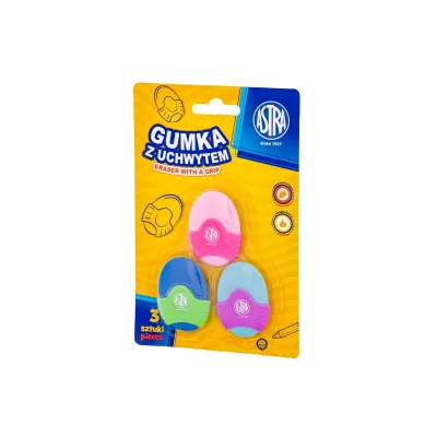 ASTRA, 3ks oválná guma s úchopem, blistr, 403022006