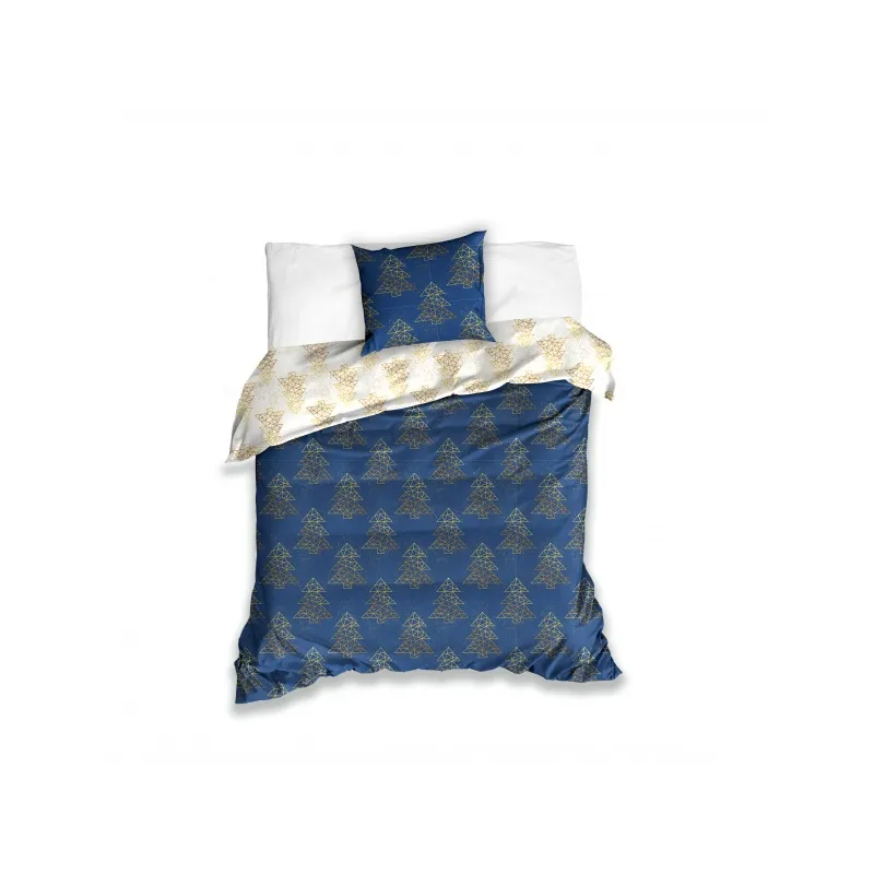 Obojstranné vianočné bavlnené obliečky BLUE/GOLD, 140/200+70/90, ROT221047 Obojstranné vianočné bavlnené obliečky BLUE/GOLD, 140/200+70/90, ROT221047