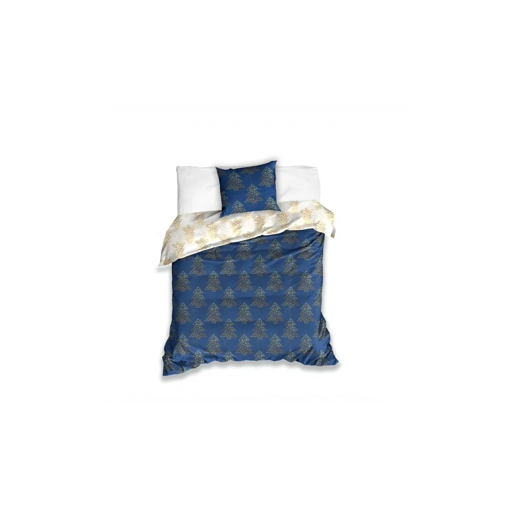 Oboustranné vánoční bavlněné povlečení BLUE/GOLD, 140/200+70/90, ROT221047