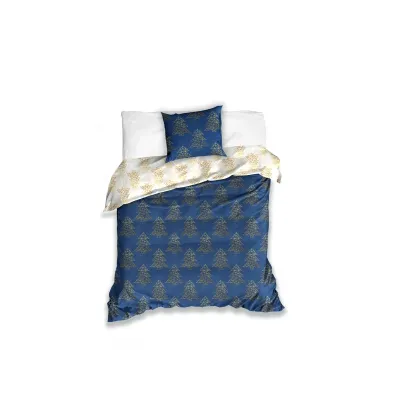 Obojstranné vianočné obliečky na dvojposteľ BLUE/GOLD, 220/200+2x70/80, ROT221047 Obojstranné vianočné obliečky na dvojposteľ BLUE/GOLD, 220/200+2x70/80, ROT221047