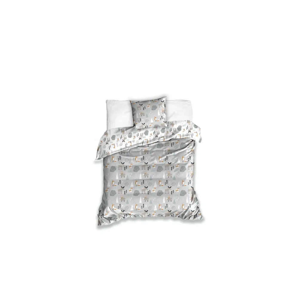 Oboustranné vánoční bavlněné povlečení WOOD ANIMALS, 140/200+70/90, ROT221043