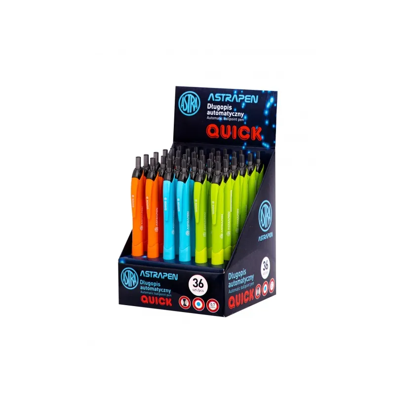 ASTRAPEN QUICK, Guľôčkové pero 0,7mm, modré, stojan, mix farieb, 201022024 ASTRAPEN QUICK, Guľôčkové pero 0,7mm, modré, stojan, mix farieb, 201022024