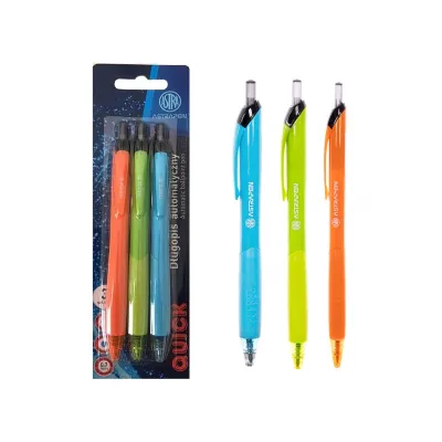 3ks - ASTRAPEN QUICK, Guľôčkové pero 0,7mm, modré, blister, mix farieb, 201022026