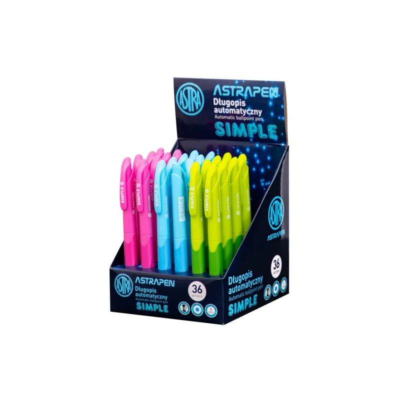ASTRAPEN SIMPLE, Guľôčkové pero 1mm, modré, stojan, mix farieb, 201022012 ASTRAPEN SIMPLE, Guľôčkové pero 1mm, modré, stojan, mix farieb, 201022012