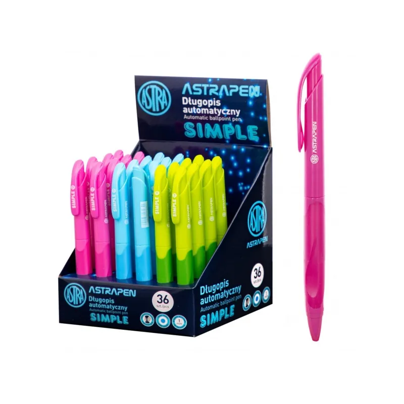 ASTRAPEN SIMPLE, Guľôčkové pero 1mm, modré, stojan, mix farieb, 201022012 ASTRAPEN SIMPLE, Guľôčkové pero 1mm, modré, stojan, mix farieb, 201022012