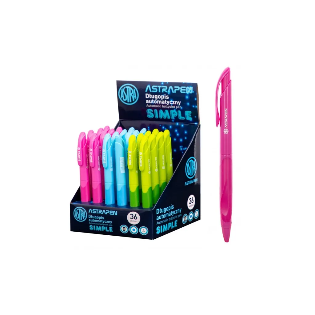 ASTRAPEN SIMPLE, Kuličkové pero 1mm, modré, stojan, mix barev, 201022012