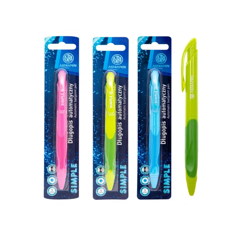 ASTRAPEN SIMPLE, Guľôčkové pero 1mm, modré, blister, mix farieb, 201022013 ASTRAPEN SIMPLE, Guľôčkové pero 1mm, modré, blister, mix farieb, 201022013