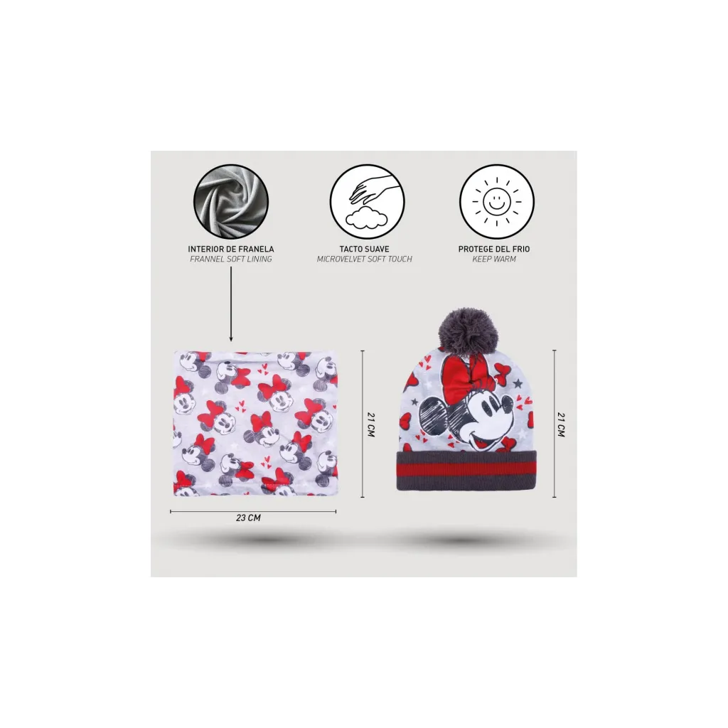 Zimní set v dárkovém balení (čepice, nákrčník, rukavice) MINNIE MOUSE, 2200009627