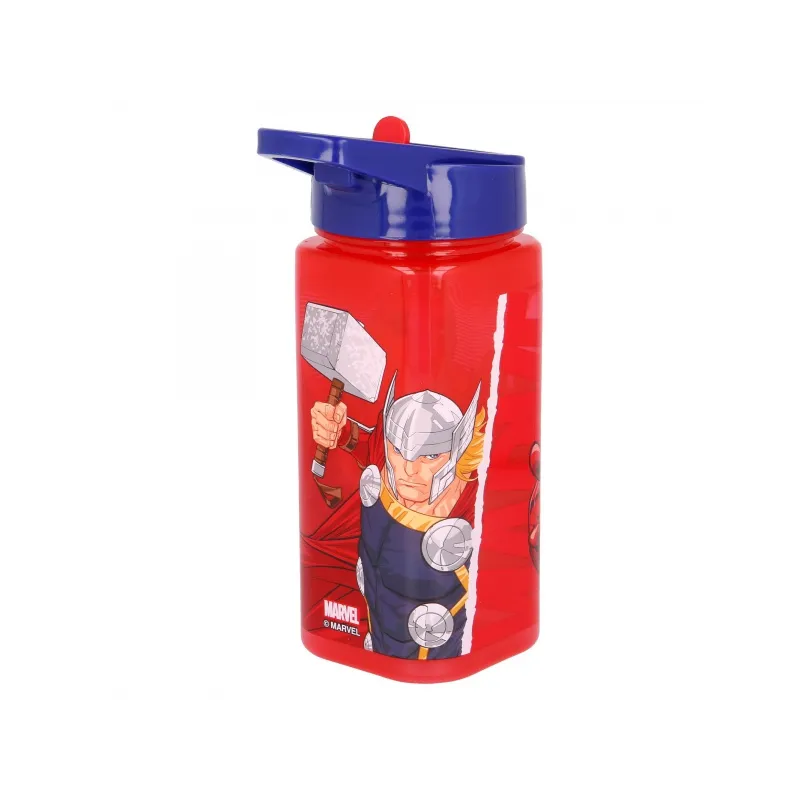 Plastová hranatá fľaša s výsuvnou slamkou AVENGERS, Tritan 530ml, 57714 Plastová hranatá fľaša s výsuvnou slamkou AVENGERS, Tritan 530ml, 57714