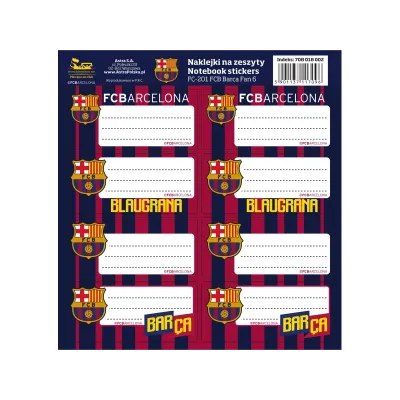 Samolepicí štítky na sešity 8ks FC BARCELONA, FC-201, 708018002