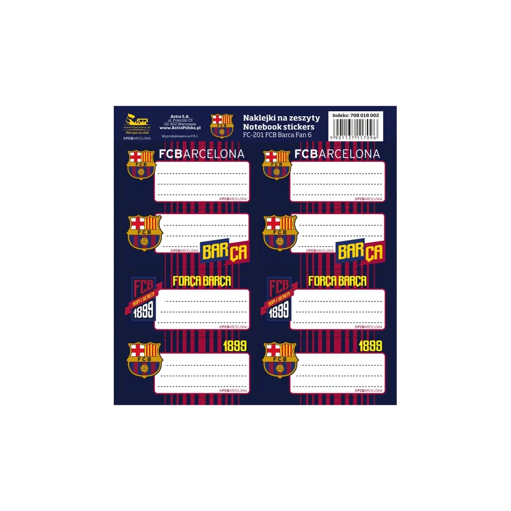 Samolepicí štítky na sešity 8ks FC BARCELONA, FC-201, 708018002