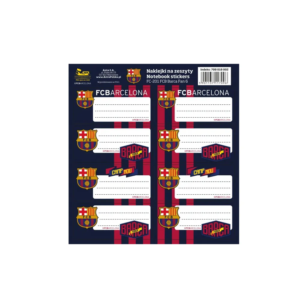 Samolepicí štítky na sešity 8ks FC BARCELONA, FC-201, 708018002