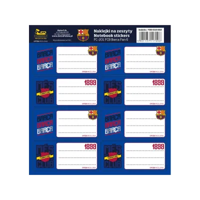 Samolepiace štítky na zošity 8ks FC BARCELONA, FC-201, 708018002 Samolepiace štítky na zošity 8ks FC BARCELONA, FC-201, 708018002