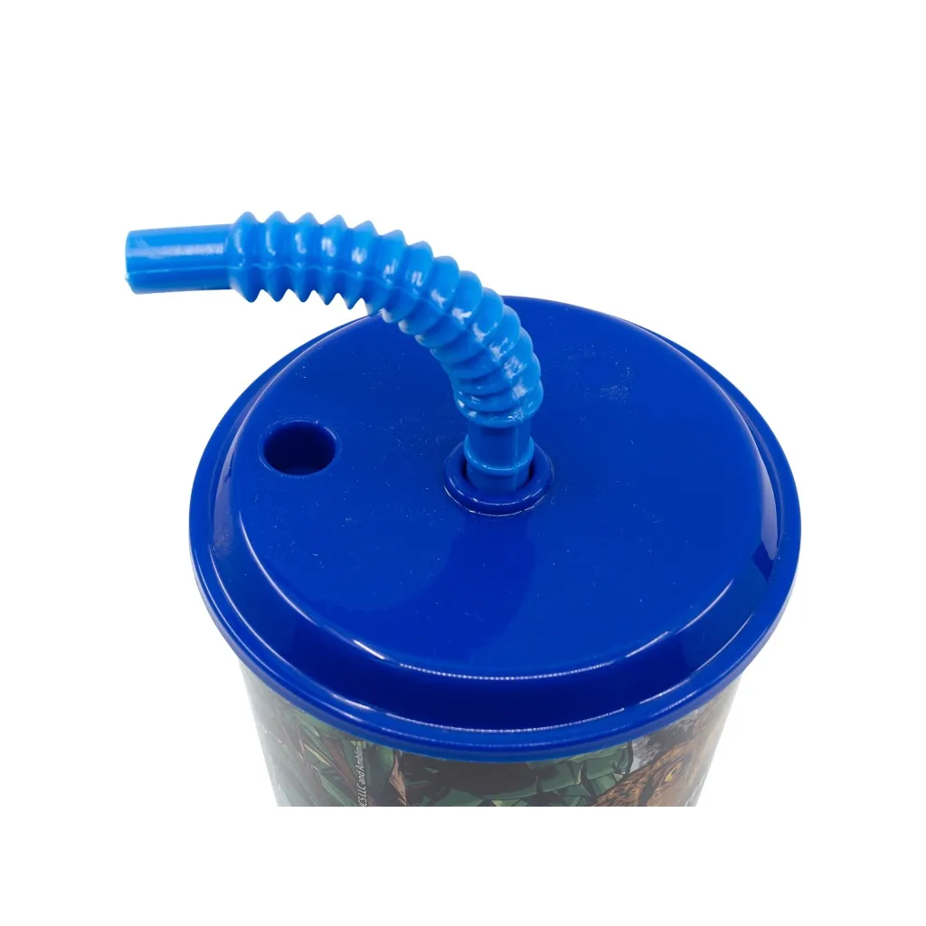 Plastový pohár s vrchnákom a slamkou JURASSIC WORLD Dinosaur, 430ml, 14630