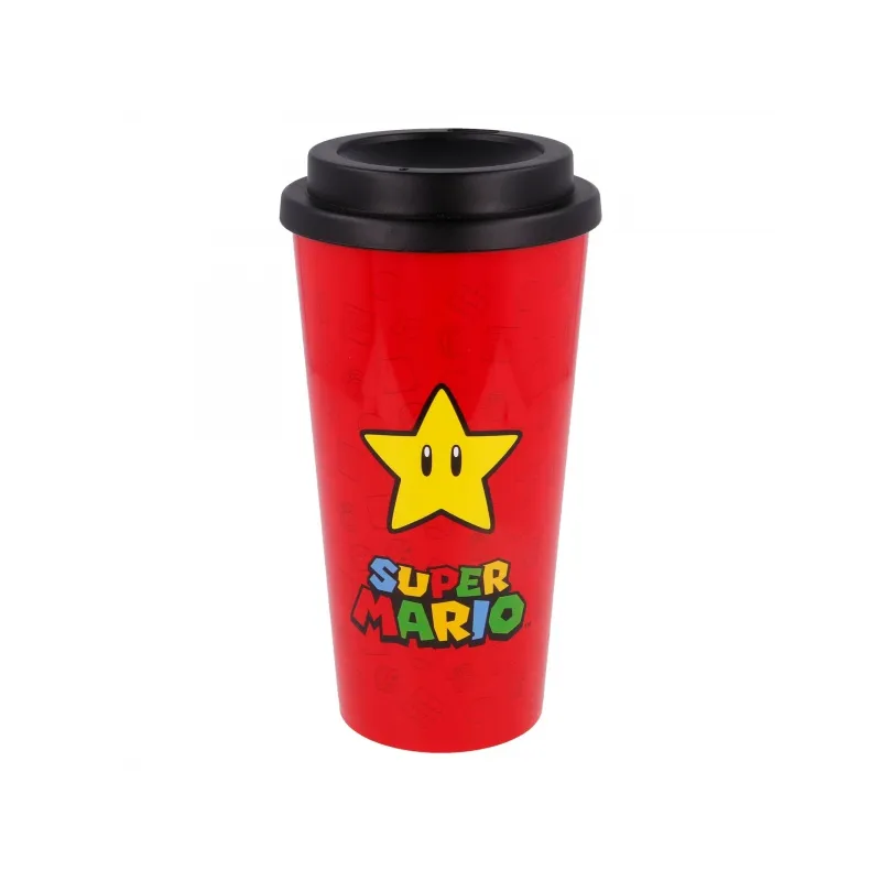 Plastový termo pohár s vrchnákom SUPER MARIO Star, 520ml, 01379