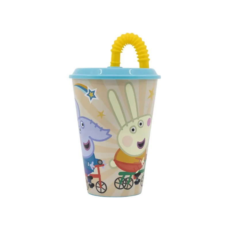 Plastový pohár s vrchnákom a slamkou PEPPA PIG 430ml, 41230 Plastový pohár s vrchnákom a slamkou PEPPA PIG 430ml, 41230