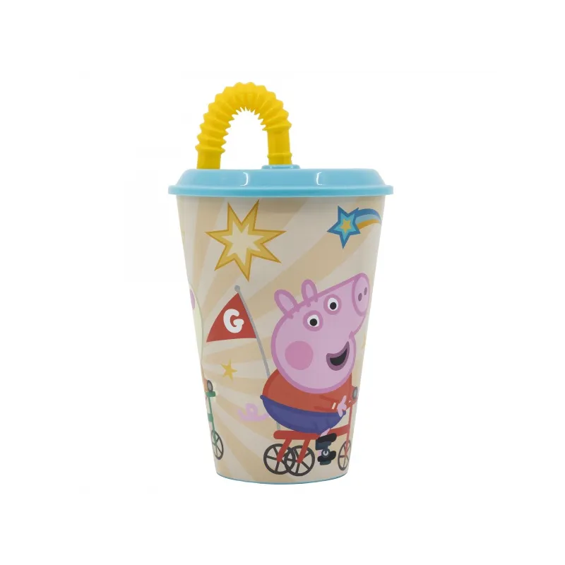 Plastový pohár s vrchnákom a slamkou PEPPA PIG 430ml, 41230 Plastový pohár s vrchnákom a slamkou PEPPA PIG 430ml, 41230