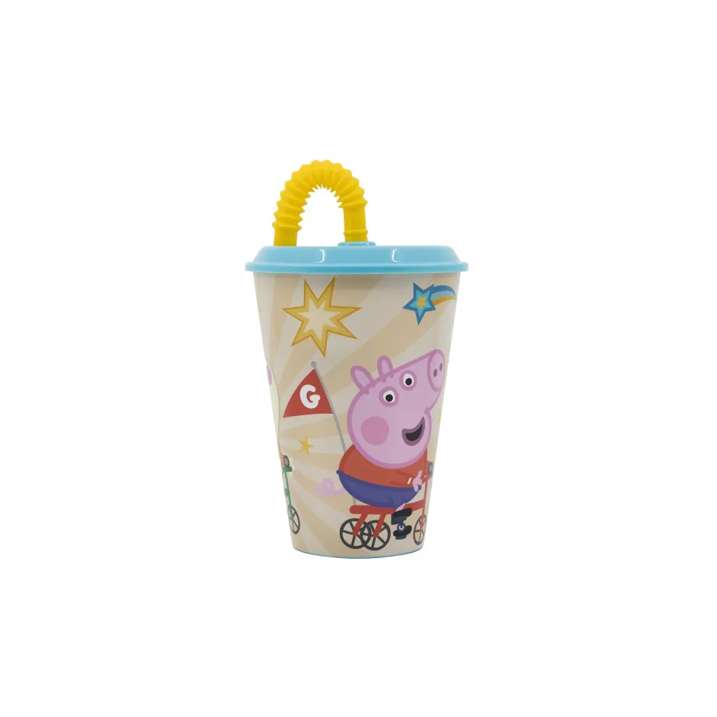 Plastový pohár s víkem a brčkem PEPPA PIG 430ml, 41230