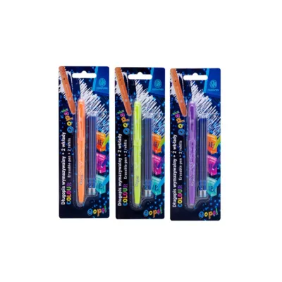 Gumovatelné pero OOPS! 0,6mm, modré, dvě gumy + 2ks náplní, blistr, mix barev, 201022002