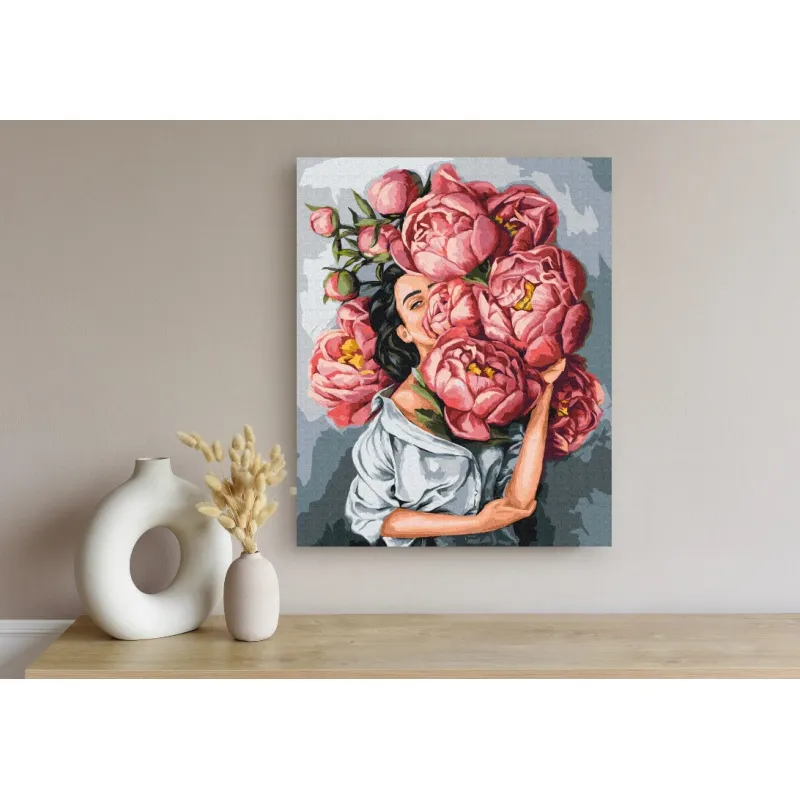 Maľovanie podľa čísel IN PEONIES, na ráme, 40x50cm, 801022906