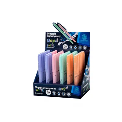 Gumovateľné pero OOPS! Pastel, 0,6mm, modré, dve gumy, stojan, mix farieb, 201022003
