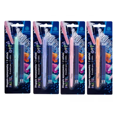 Gumovatelné pero OOPS! Pastel 0,6mm, modré, dvě gumy + 2ks náplní, blistr, mix, 201022006