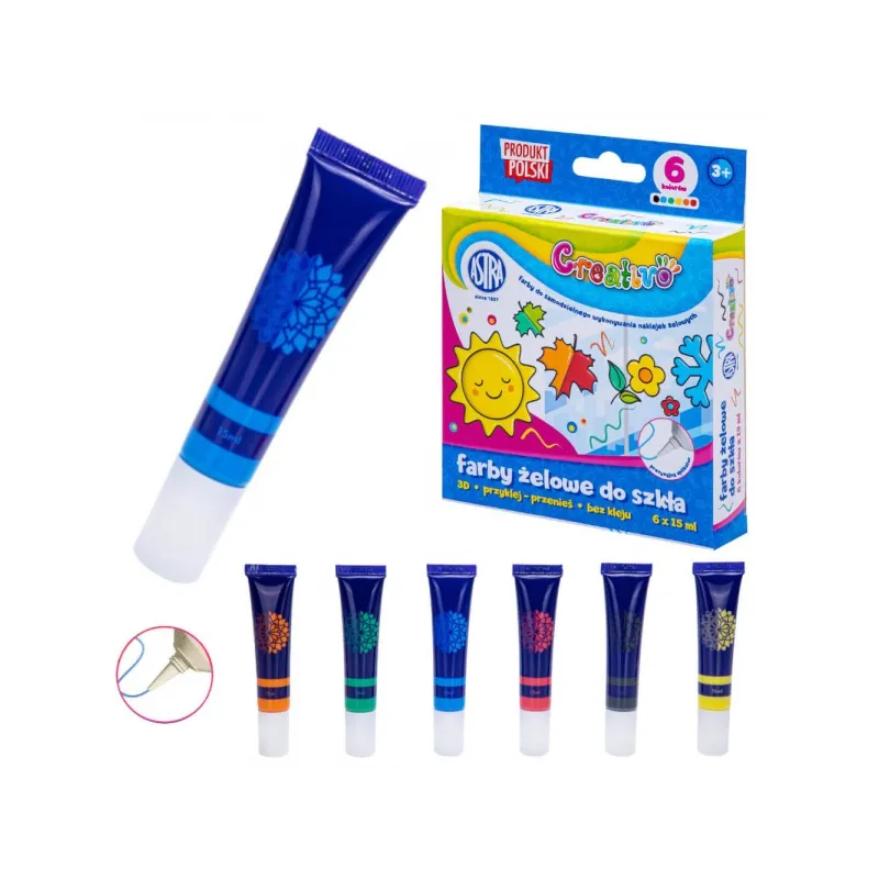 CREATIVO Slupovací barvy na sklo 6x15ml, 301122015 CREATIVO Slupovací barvy na sklo 6x15ml, 301122015