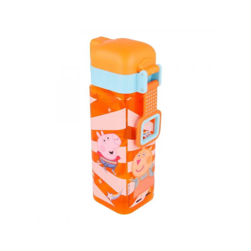 Hranatá plastová fľaša PEPPA PIG LOCK, 550ml, 41202 Hranatá plastová fľaša PEPPA PIG LOCK, 550ml, 41202