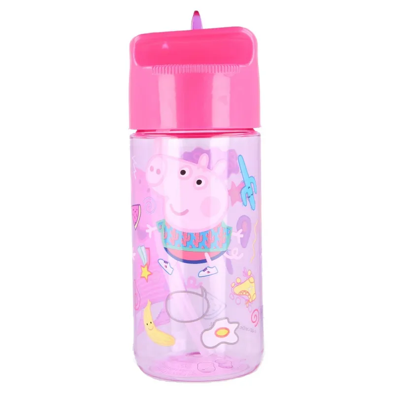 Plastová fľaša s výsuvnou slamkou PEPPA PIG, Transparent Tritan, 430ml, 13936 Plastová fľaša s výsuvnou slamkou PEPPA PIG, Transparent Tritan, 430ml, 13936