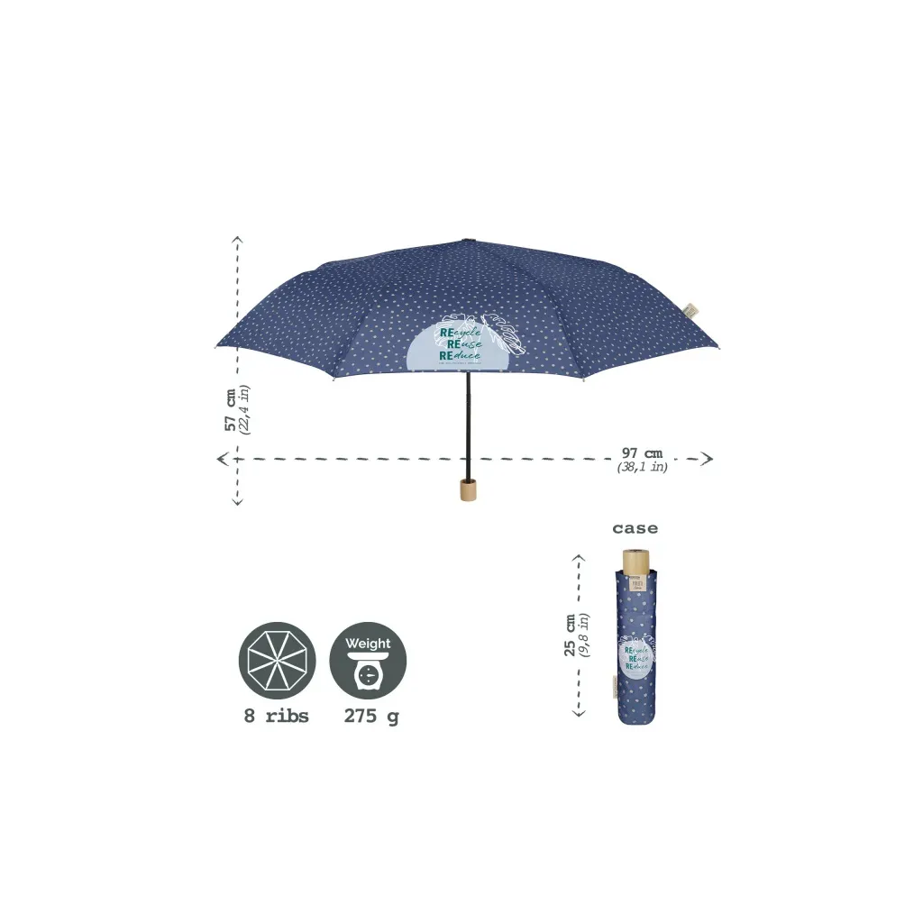 PERLETTI GREEN Dámský skládací deštník/starorůžová, 19113