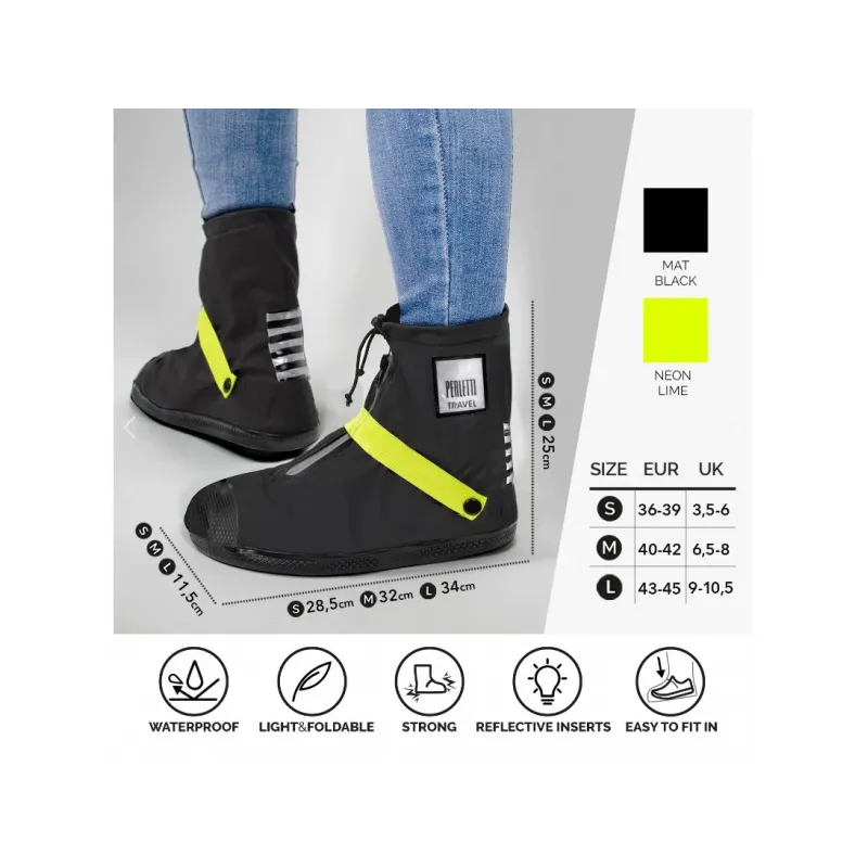 PERLETTI Kvalitní nepromokavé návleky na obuv, velikost L 43/45, Nero/Argento, 95032 PERLETTI Kvalitní nepromokavé návleky na obuv, velikost L 43/45, Nero/Argento, 95032